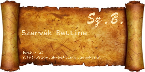 Szarvák Bettina névjegykártya